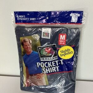 1998‎ Fruit of the Loom Medium Pocket T-shirt Black Cotton Vintage